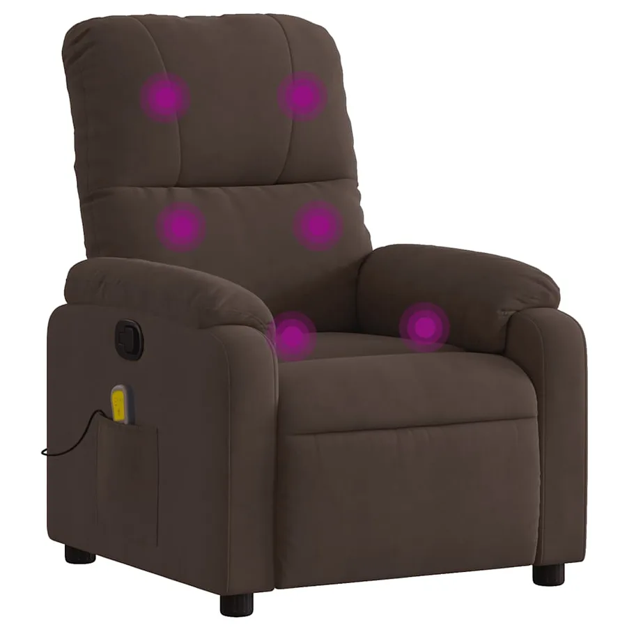 Fauteuil inclinable de massage marron tissu microfibre - 2