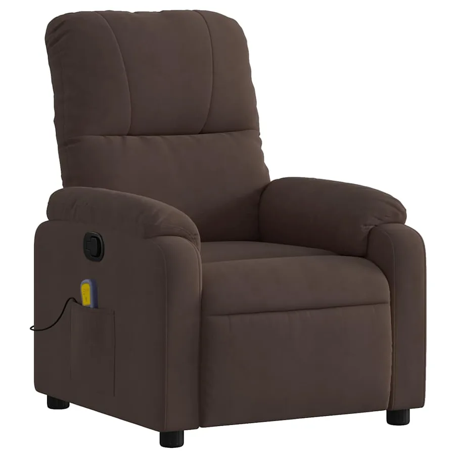 Fauteuil inclinable de massage marron tissu microfibre - 3