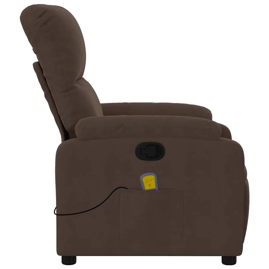 Fauteuil inclinable de massage marron tissu microfibre - 8