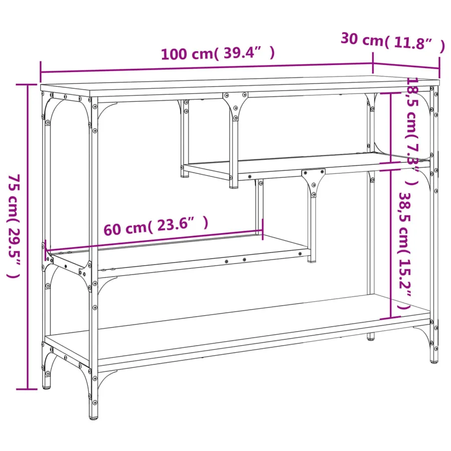 Table console noir 100x30x75 cm bois d'ingénierie - 10