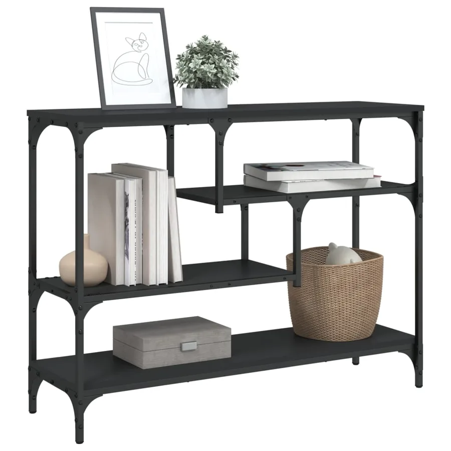 Table console noir 100x30x75 cm bois d'ingénierie - 4
