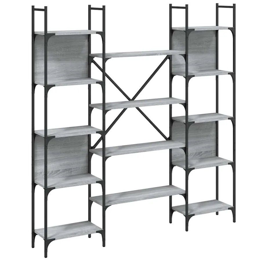 Bibliothèque sonoma gris 155,5x24x166,5 cm bois d'ingénierie - 2