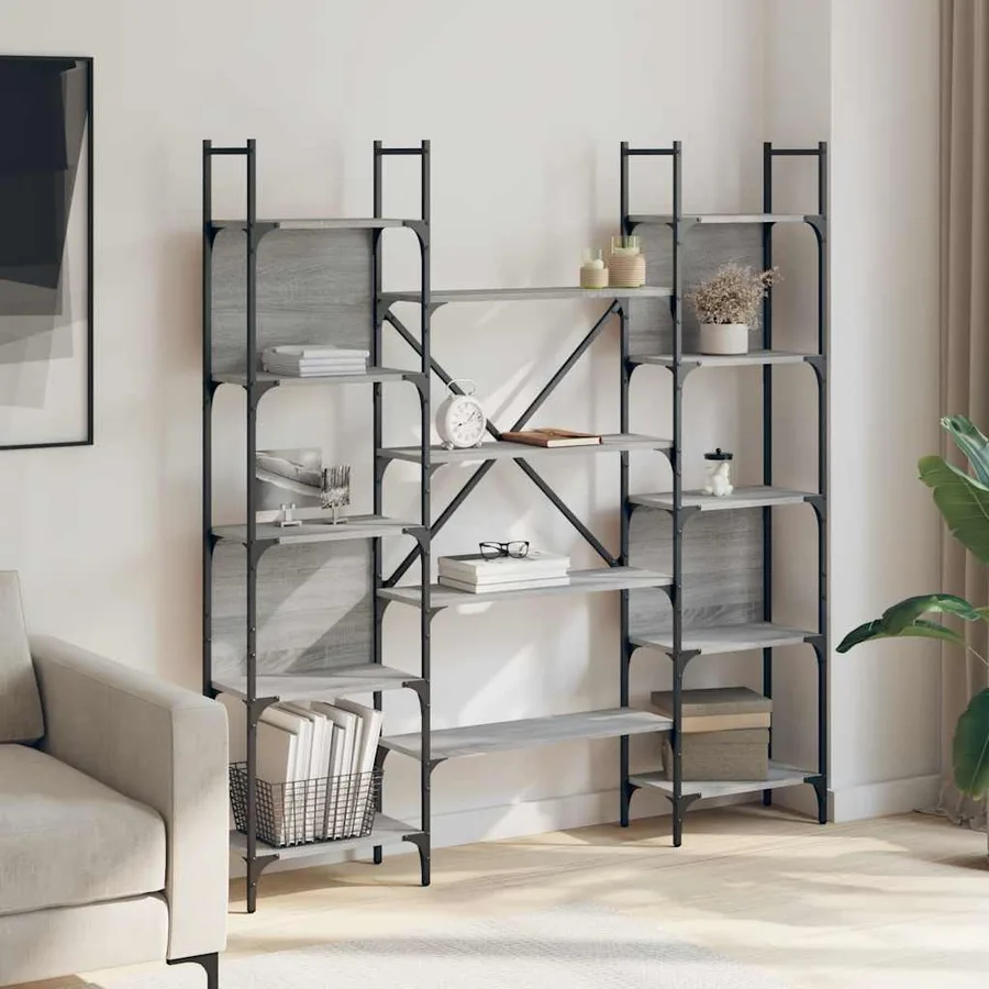 Bibliothèque sonoma gris 155,5x24x166,5 cm bois d'ingénierie - 3