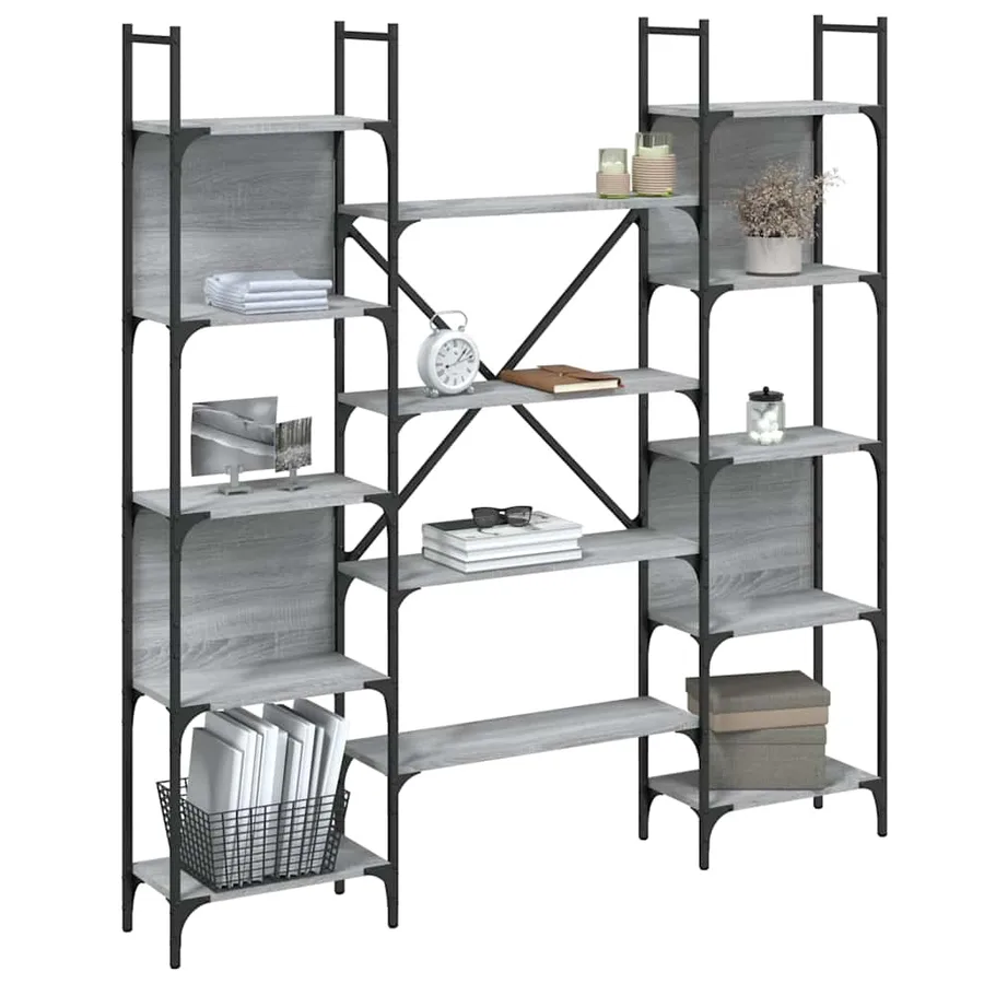 Bibliothèque sonoma gris 155,5x24x166,5 cm bois d'ingénierie - 4