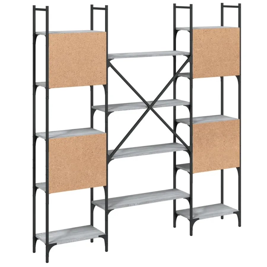 Bibliothèque sonoma gris 155,5x24x166,5 cm bois d'ingénierie - 7