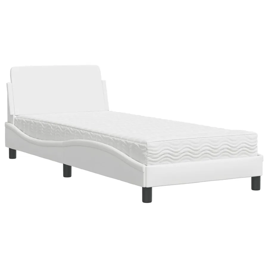 Lit avec matelas Dover blanc 90x200 cm similicuir - 2