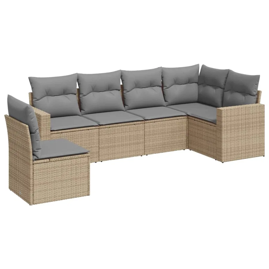 Salon de jardin avec coussins 6 pcs beige résine tressée - 2