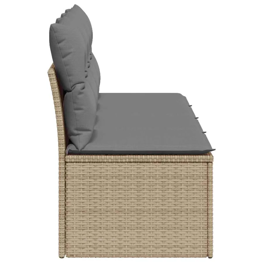 Canapé de jardin avec coussins 4 places beige résine tressée - 5