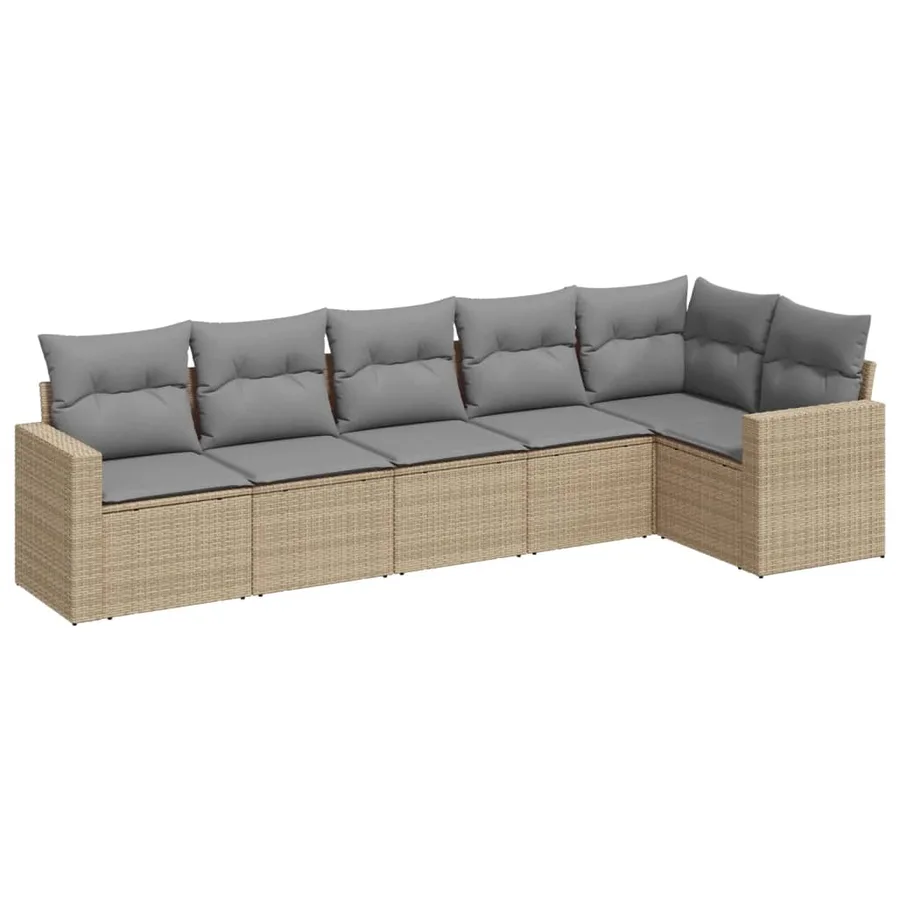 Salon de jardin avec coussins 6 pcs beige résine tressée - 2