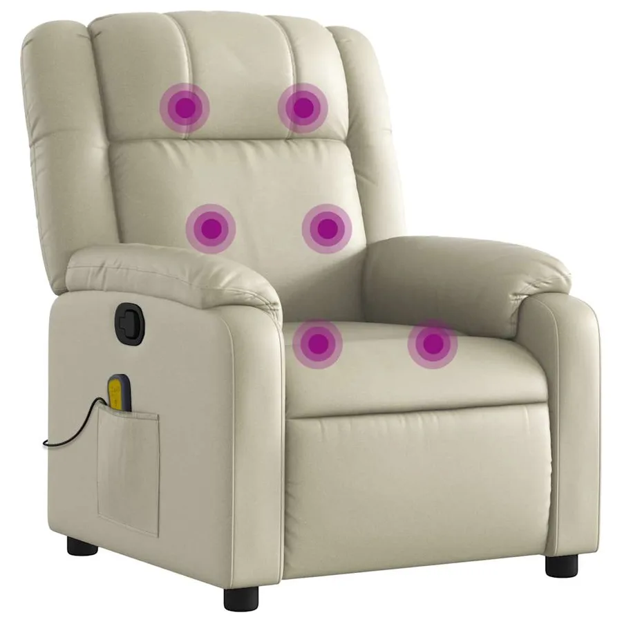 Fauteuil de massage inclinable crème similicuir - 2