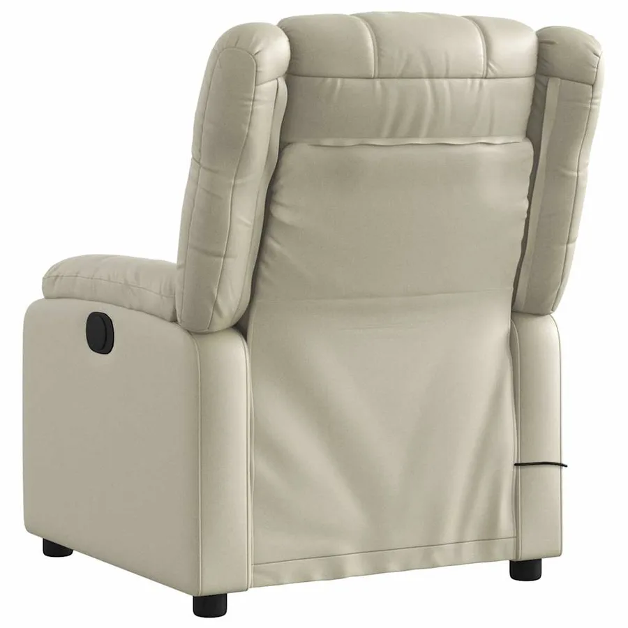 Fauteuil de massage inclinable crème similicuir - 4