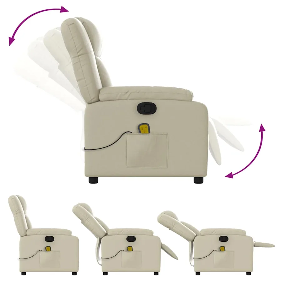 Fauteuil de massage inclinable crème similicuir - 5