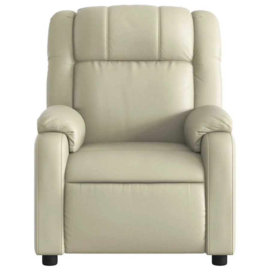 Fauteuil de massage inclinable crème similicuir - 7