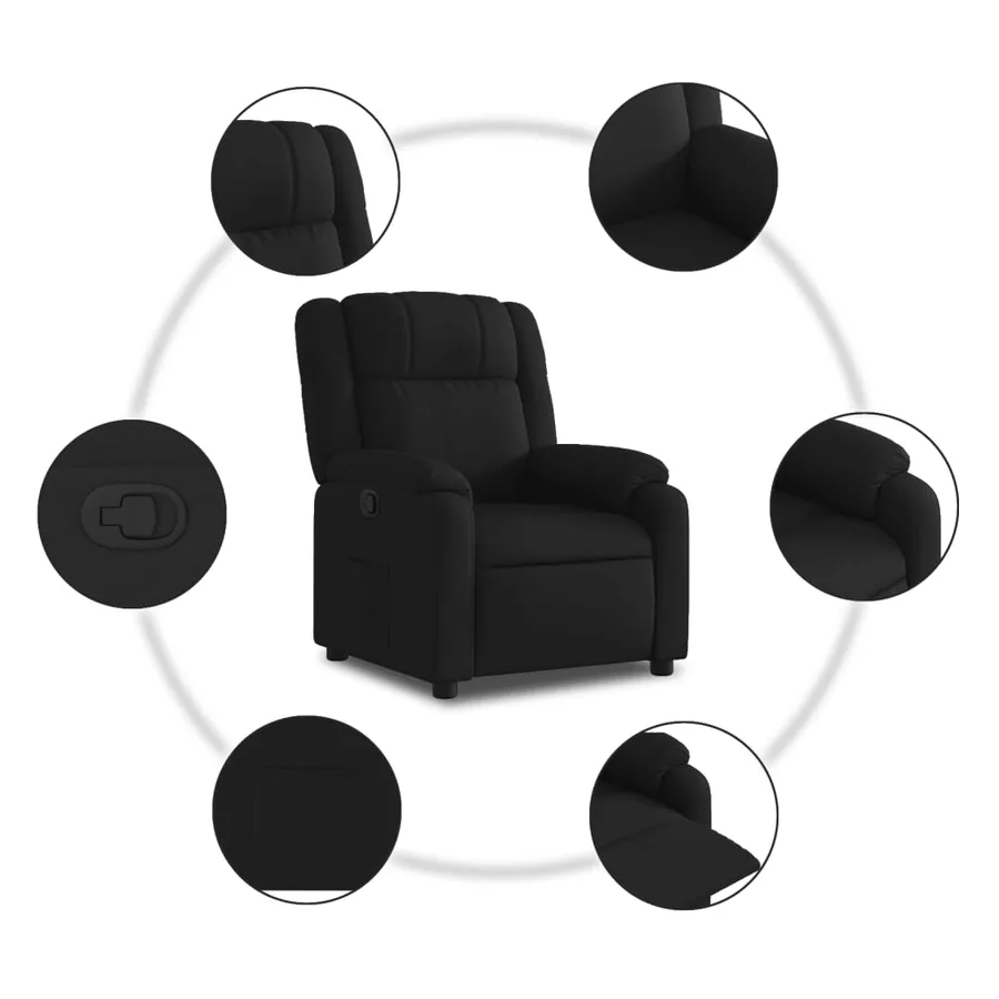 Fauteuil inclinable Noir Tissu - 5