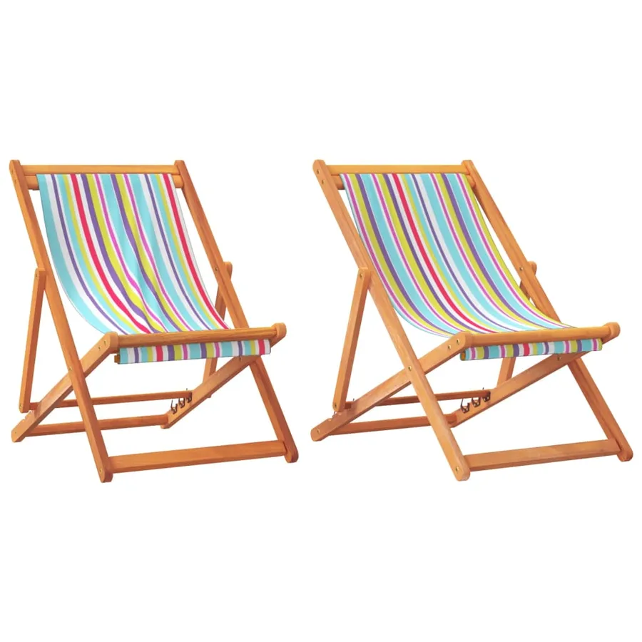 Chaises de plage pliables lot de 2 multicolore tissu - 2