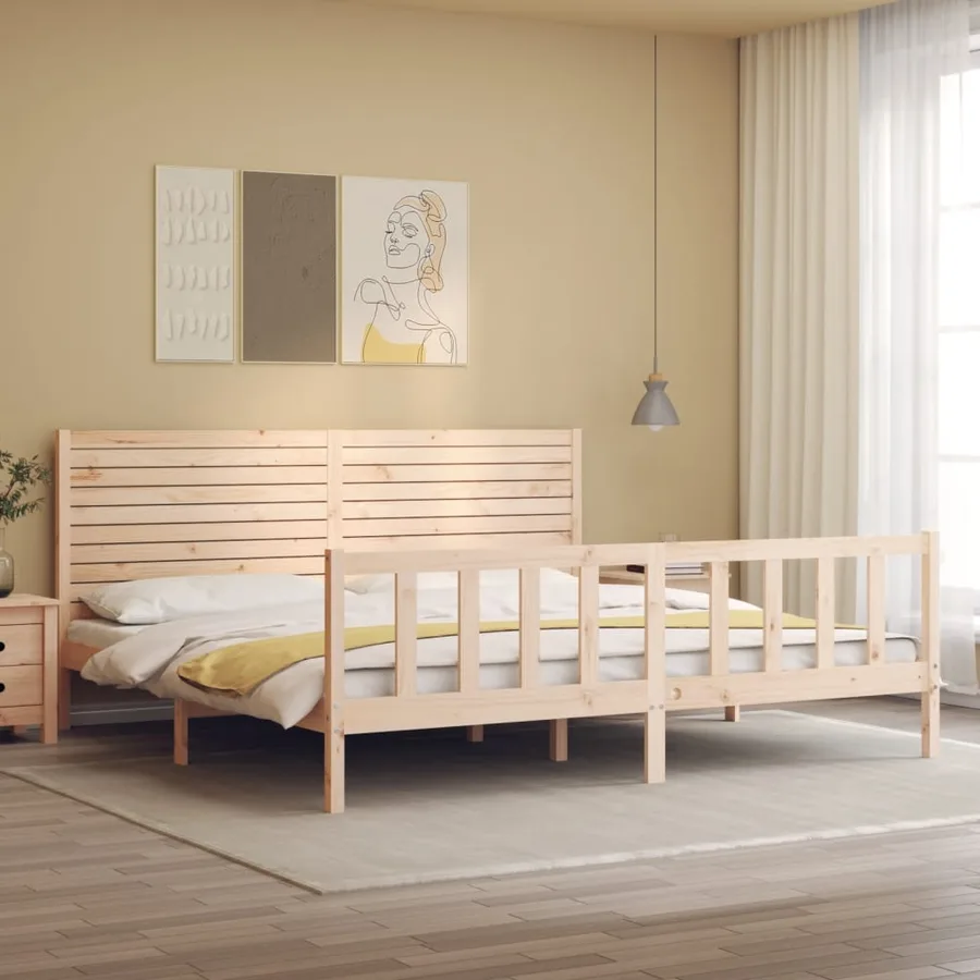 Cadre de lit sans matelas bois massif de pin - 3