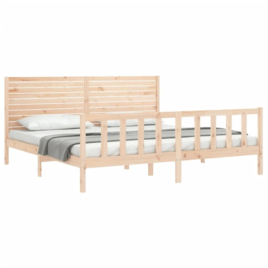 Cadre de lit sans matelas bois massif de pin - 4