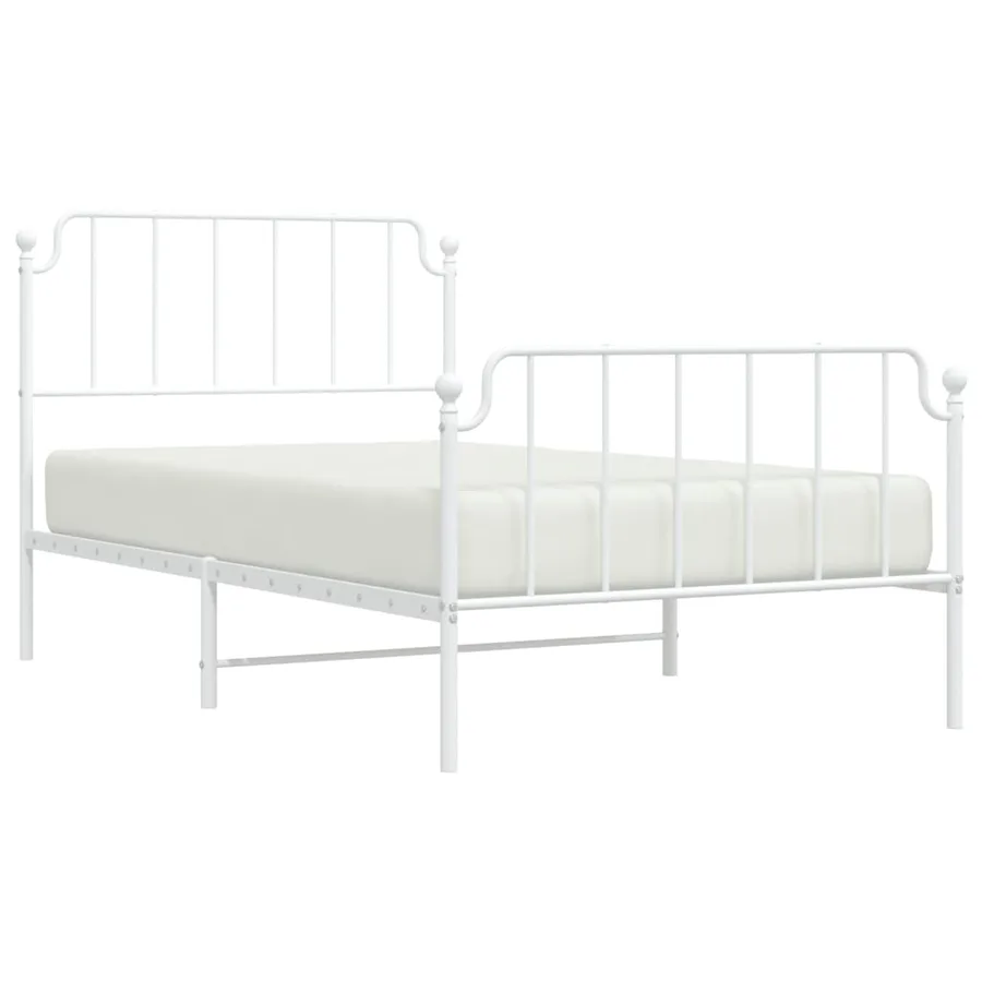 Cadre de lit métal sans matelas et pied de lit blanc 107x203 cm - 3