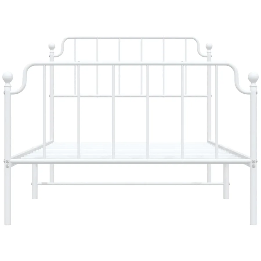Cadre de lit métal sans matelas et pied de lit blanc 107x203 cm - 5