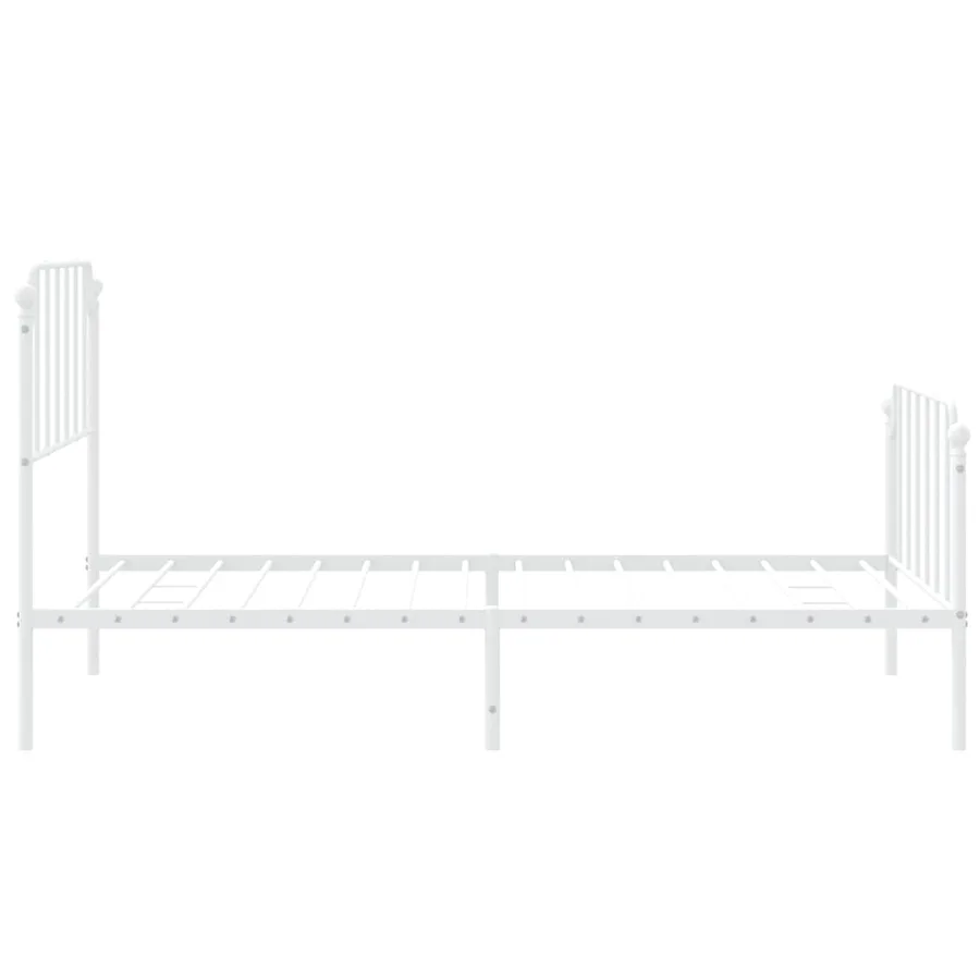 Cadre de lit métal sans matelas et pied de lit blanc 107x203 cm - 6