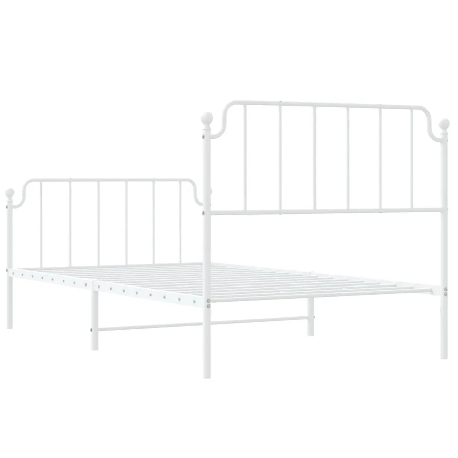 Cadre de lit métal sans matelas et pied de lit blanc 107x203 cm - 7