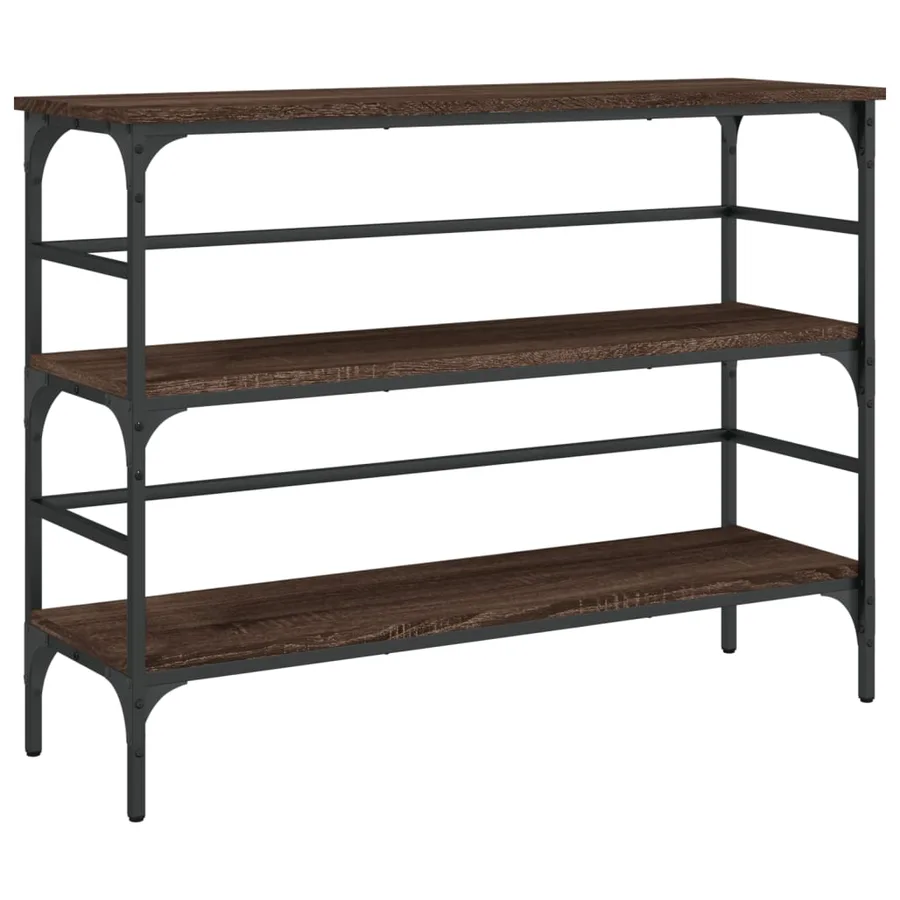 Table console chêne marron 100x32x75 cm bois d'ingénierie - 2