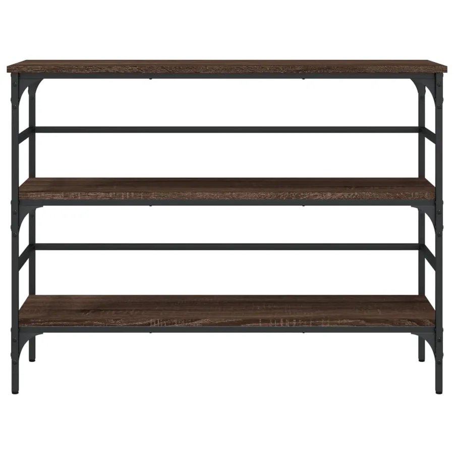 Table console chêne marron 100x32x75 cm bois d'ingénierie - 5