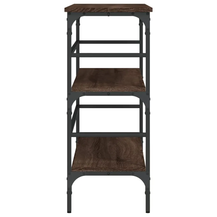 Table console chêne marron 100x32x75 cm bois d'ingénierie - 6