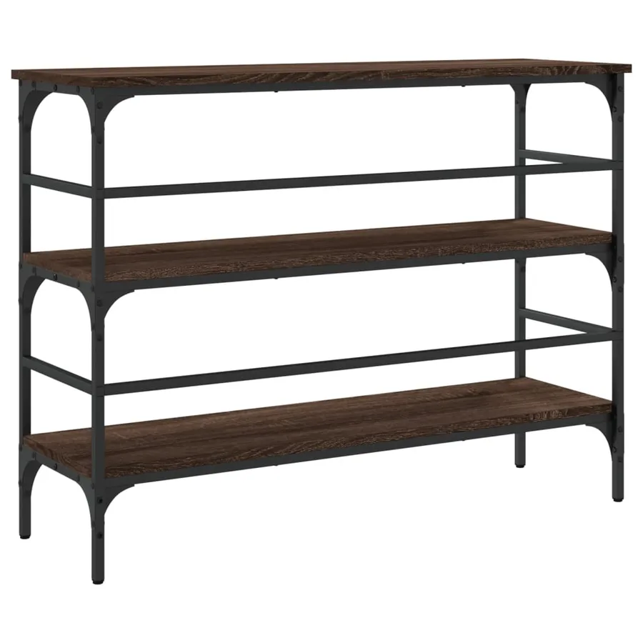 Table console chêne marron 100x32x75 cm bois d'ingénierie - 7