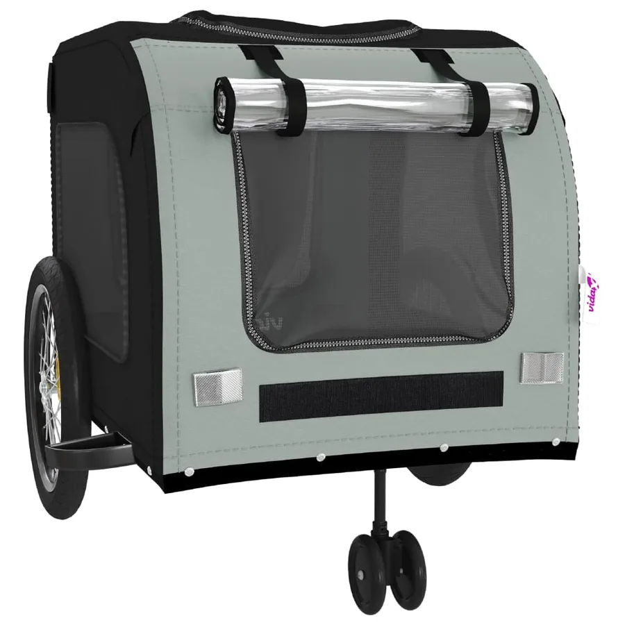Remorque de vélo pour animaux de compagnie noir et gris - 5