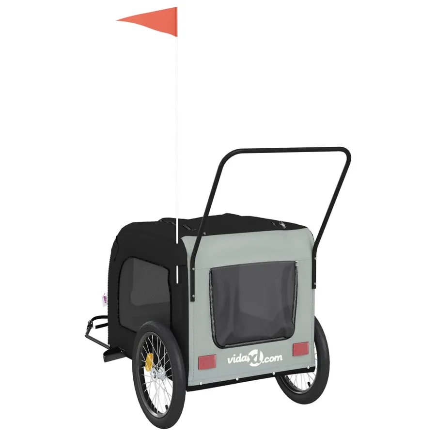 Remorque de vélo pour animaux de compagnie noir et gris - 8