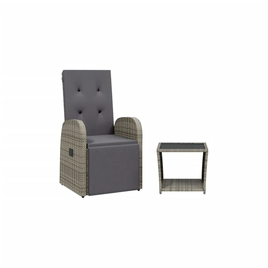 Ensemble à manger de jardin et coussins 2 pcs gris rotin - 2