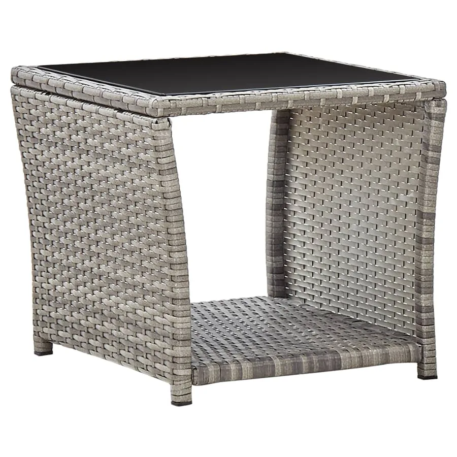 Ensemble à manger de jardin et coussins 2 pcs gris rotin - 3
