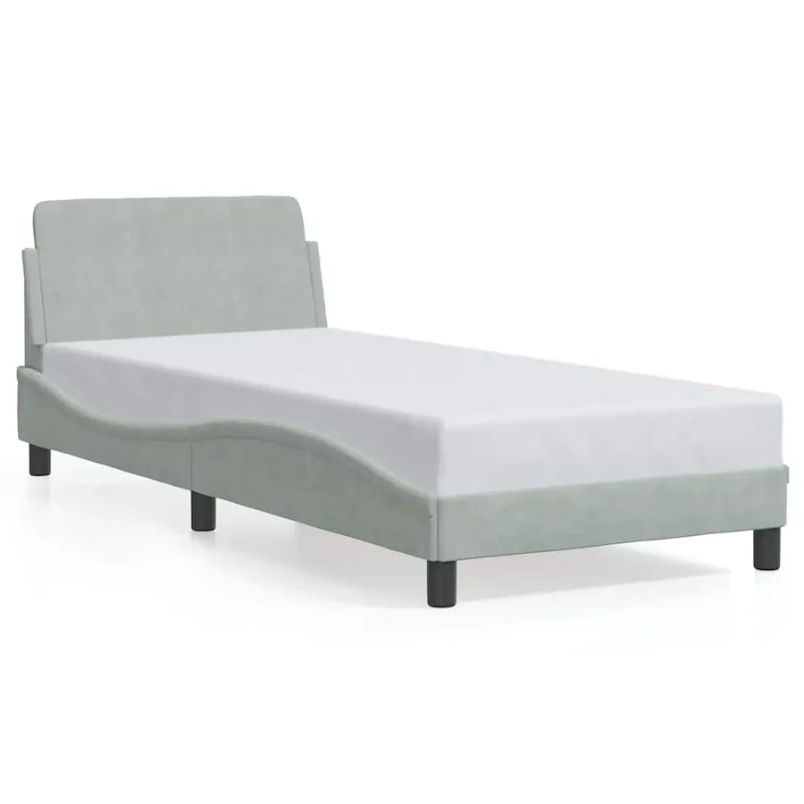 Cadre de lit Dover gris clair 90x200 cm velours - 2