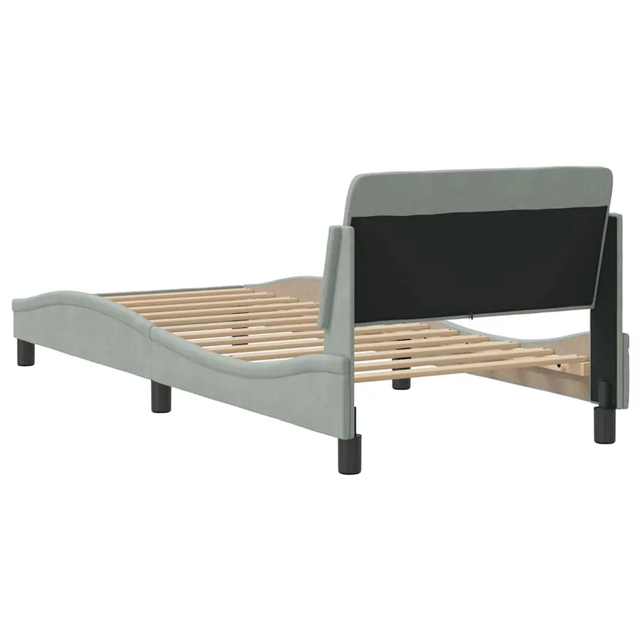 Cadre de lit Dover gris clair 90x200 cm velours - 6