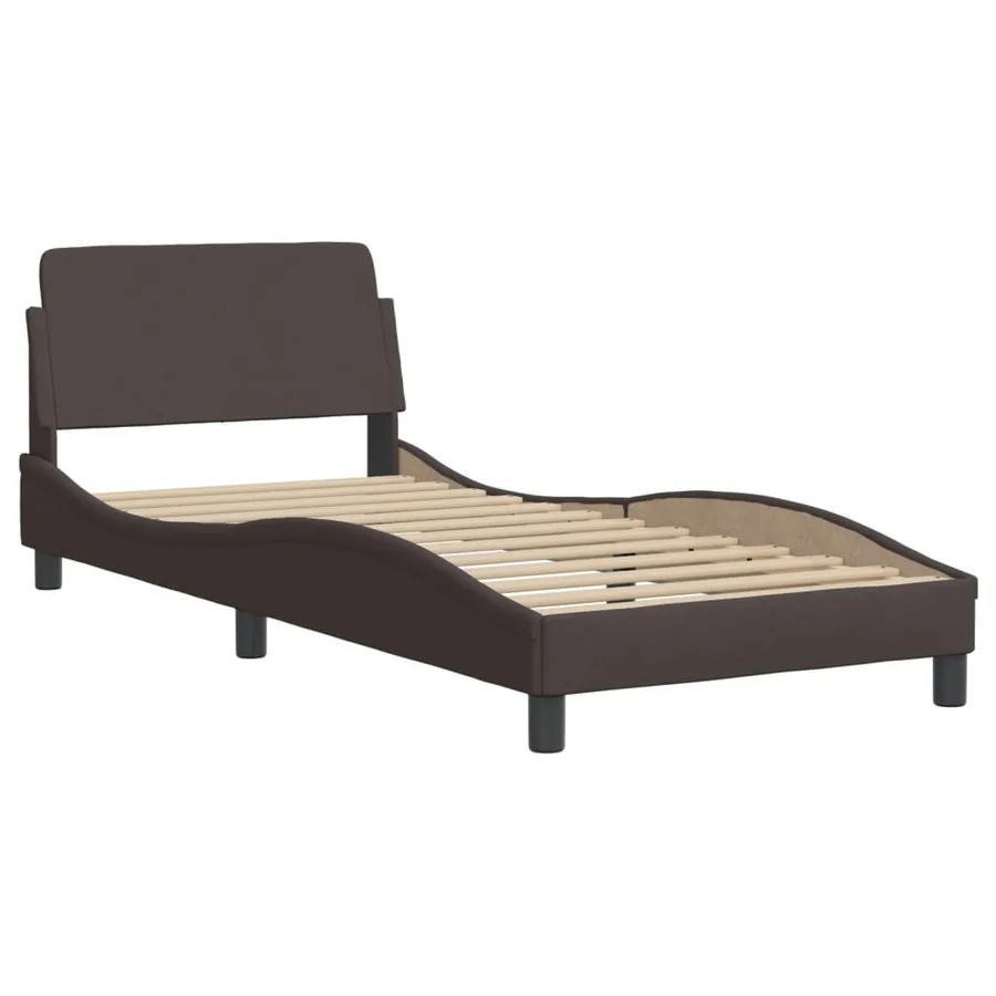 Lit avec matelas Dover marron foncé 90x200 cm tissu - 4