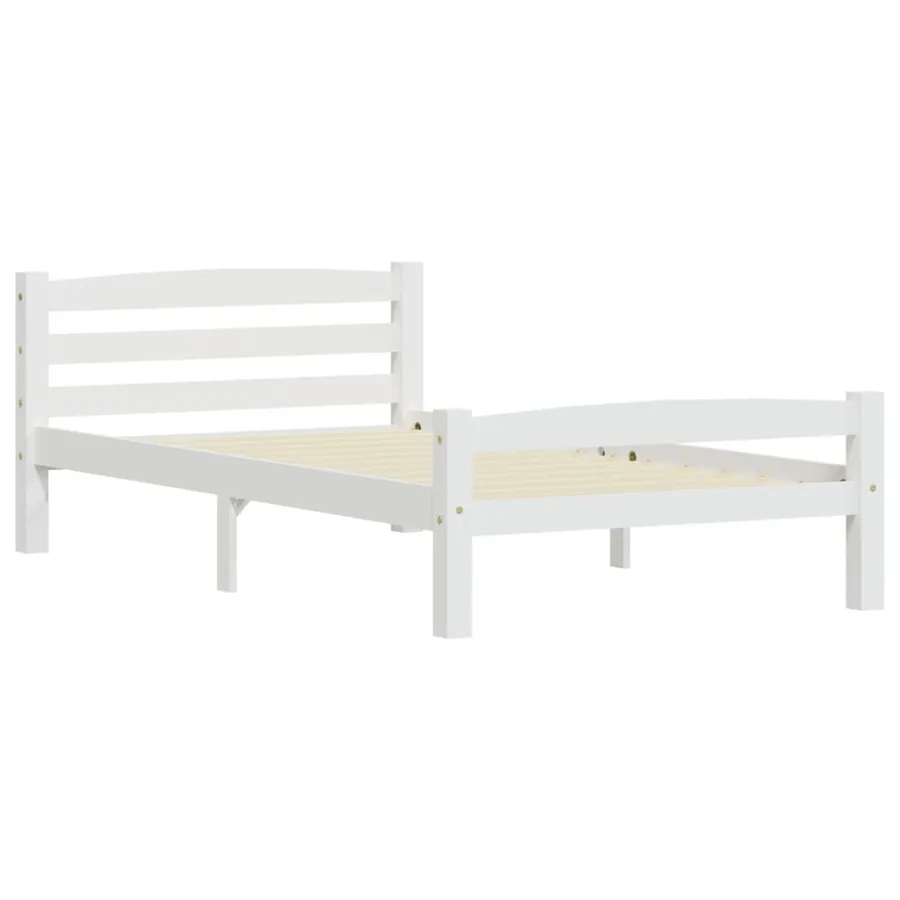 Cadre de lit sans matelas blanc bois de pin massif 100x200 cm - 3