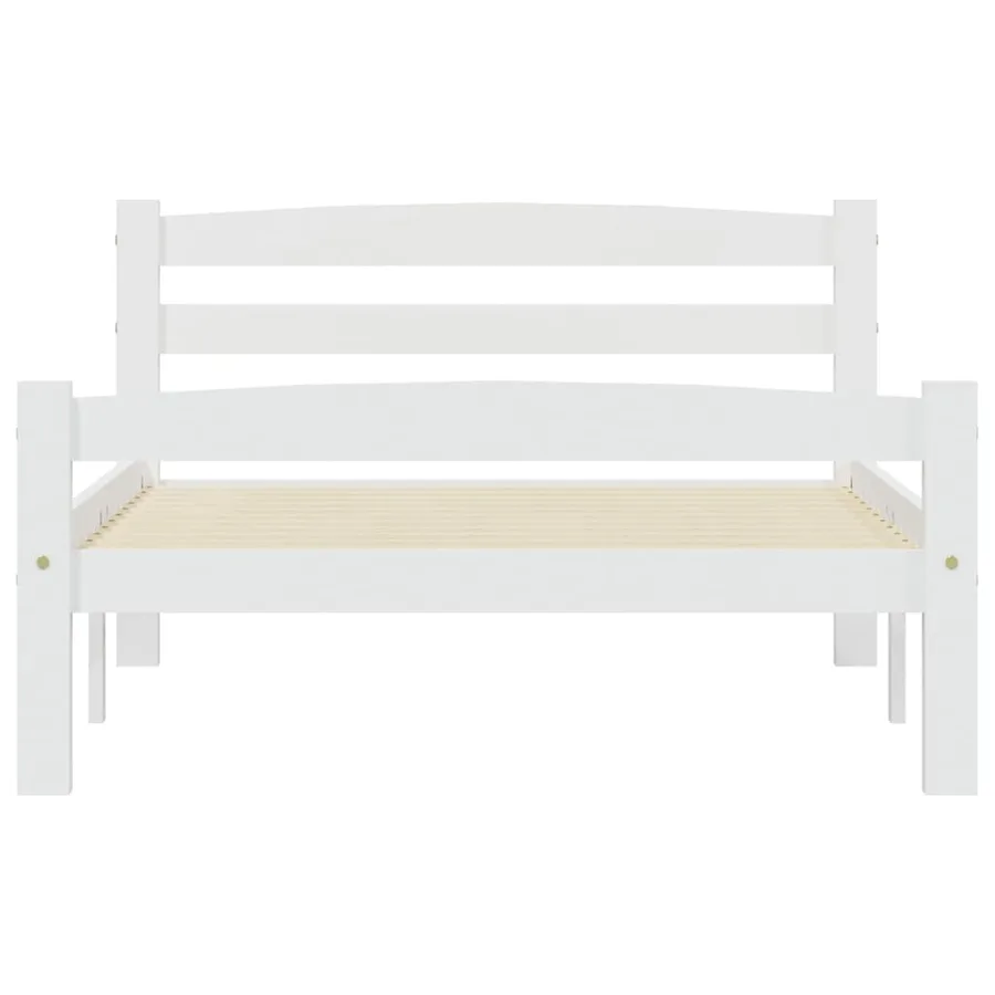 Cadre de lit sans matelas blanc bois de pin massif 100x200 cm - 4