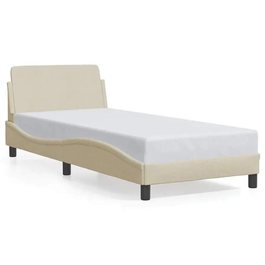 Cadre de lit avec tête de lit Dover crème 90x200cm tissu - 2