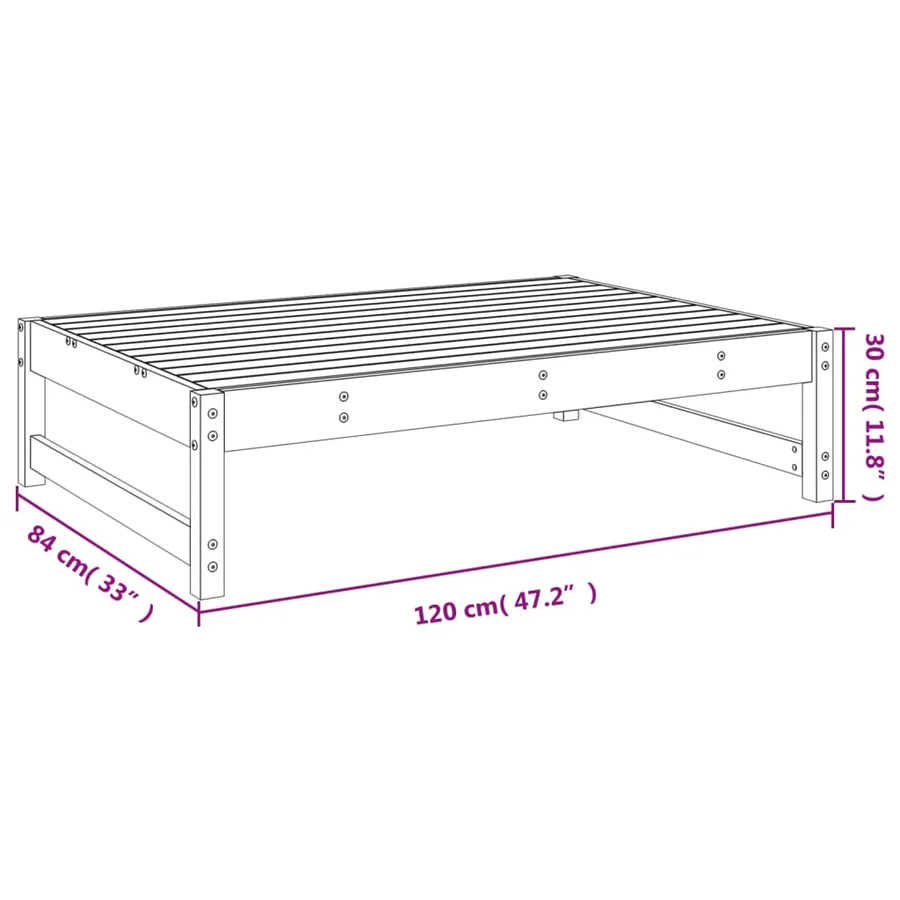 Repose-pied de jardin 120x80 cm bois de pin massif - 8