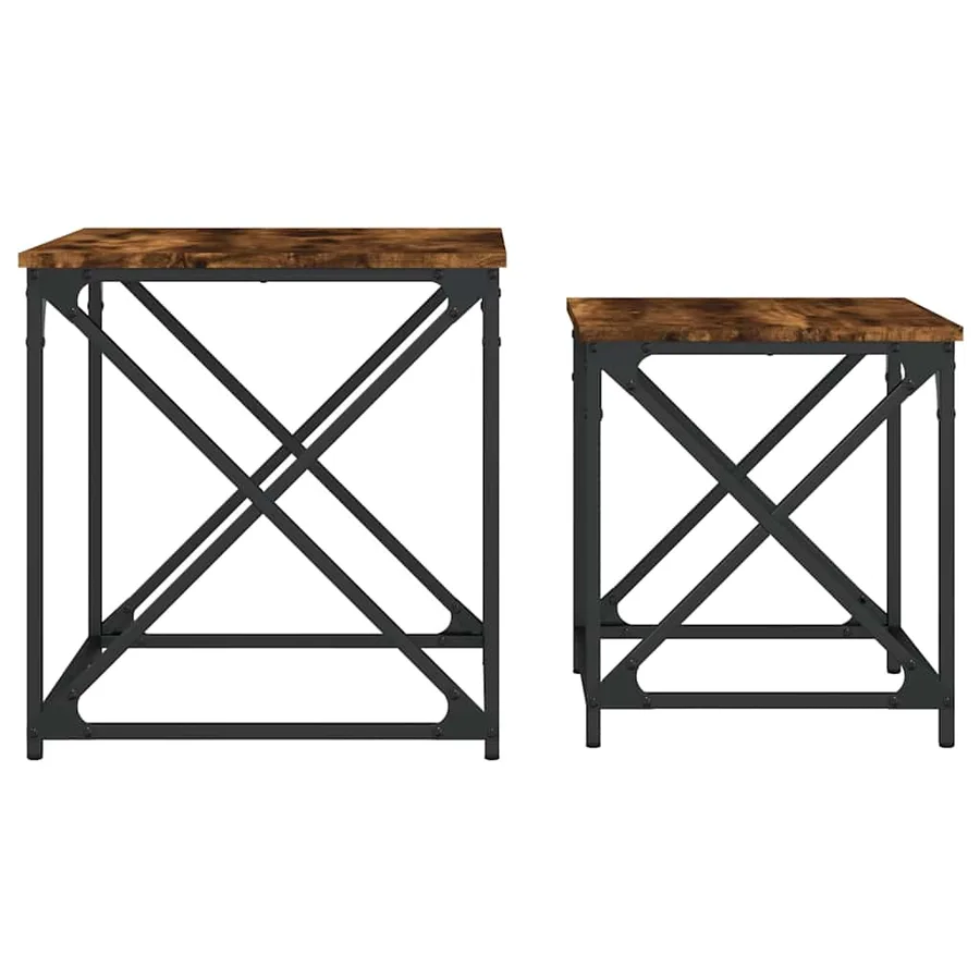 Tables basses gigognes 2 pcs chêne fumé bois d'ingénierie - 5