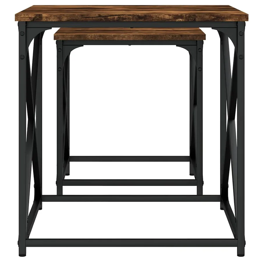 Tables basses gigognes 2 pcs chêne fumé bois d'ingénierie - 6