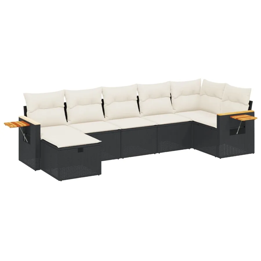 Salon de jardin 7 pcs avec coussins noir résine tressée 62 x 62 x 69 cm - 57,0 kg - 2
