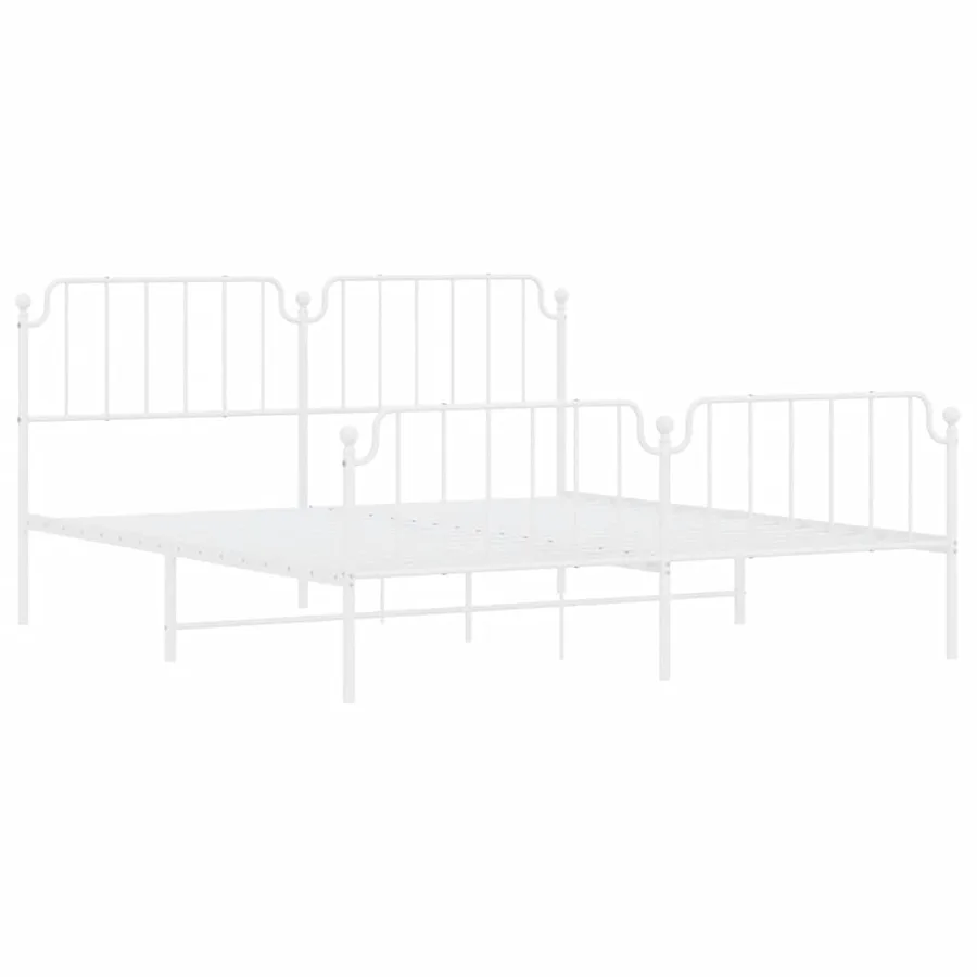 Cadre de lit métal sans matelas et pied de lit blanc 183x213 cm - 5
