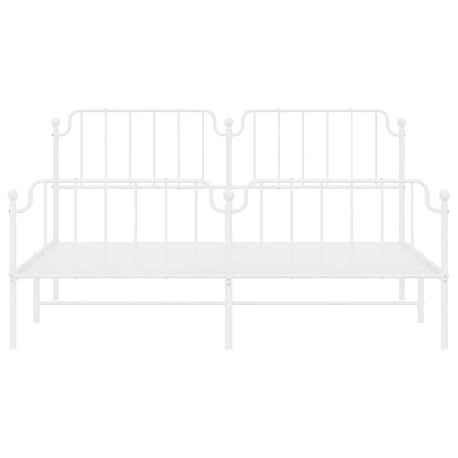 Cadre de lit métal sans matelas et pied de lit blanc 183x213 cm - 6