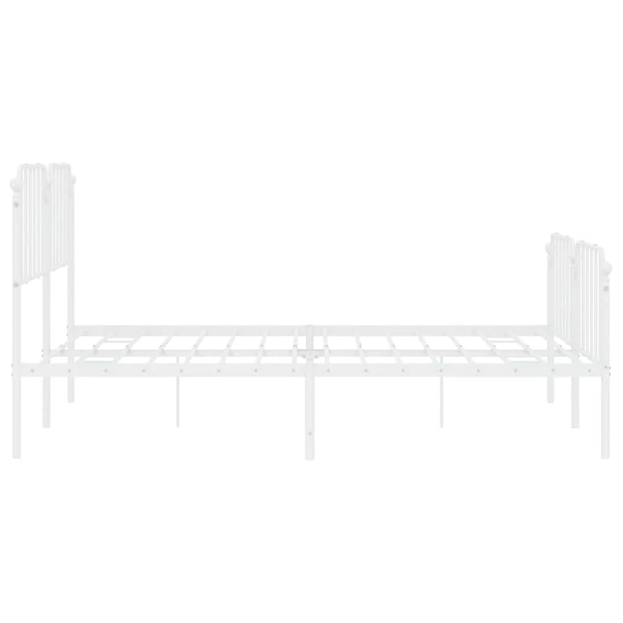 Cadre de lit métal sans matelas et pied de lit blanc 183x213 cm - 7