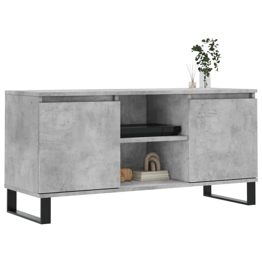 Meuble TV gris béton 104x35x50 cm bois d'ingénierie - 3