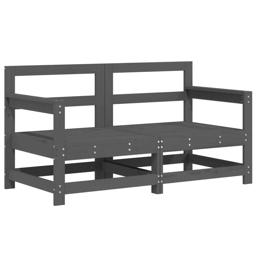 Canapés d'angle de jardin 2 pcs gris bois de pin massif - 2