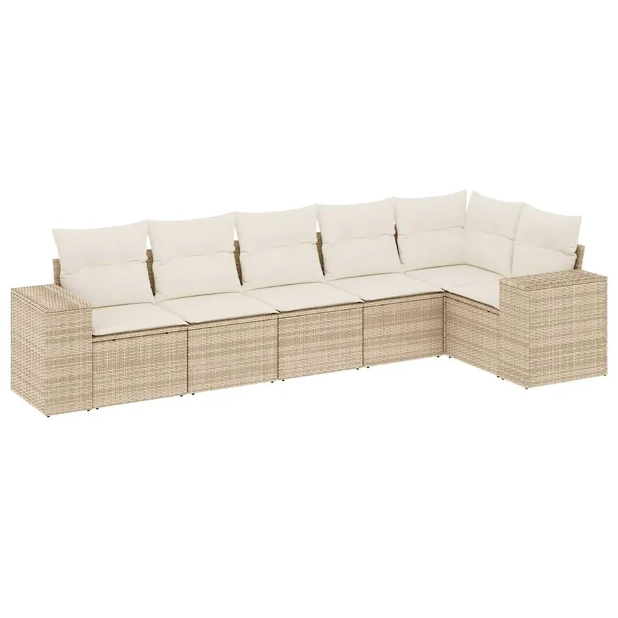 Salon de jardin avec coussins 6 pcs beige résine tressée - 2