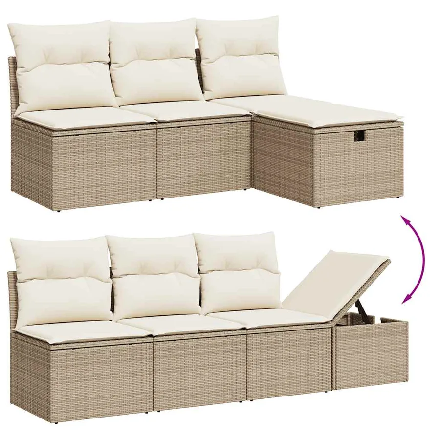 Salon de jardin avec coussins 8 pcs beige résine tressée - 3